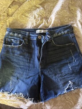 KanCan Dark Blue Distressed Denim Shorts